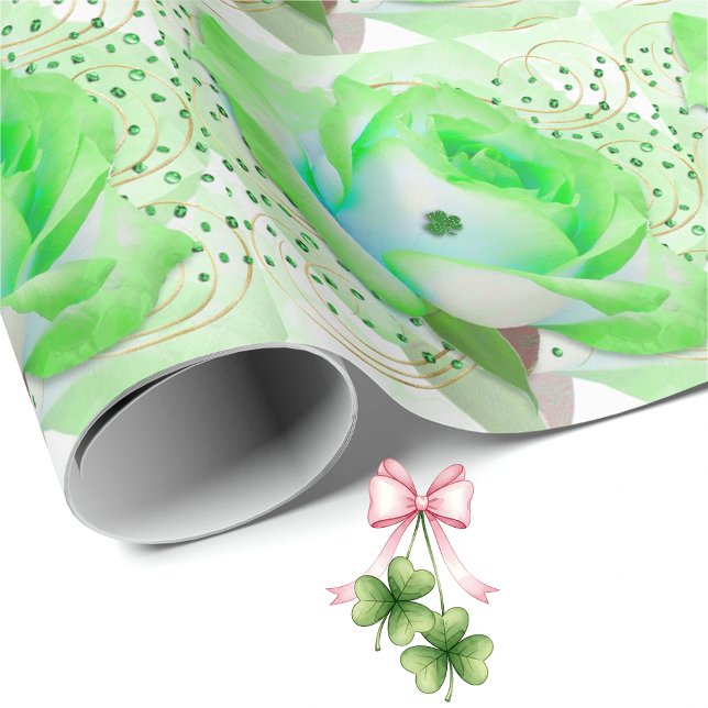 Green Celtic Rose Wrapping Paper Presentpapper (Skapare uppladdad)
