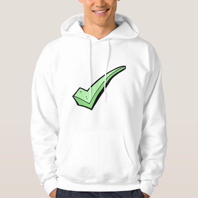 Green Check Mark Tick Symbol Hoodie (Framsida)
