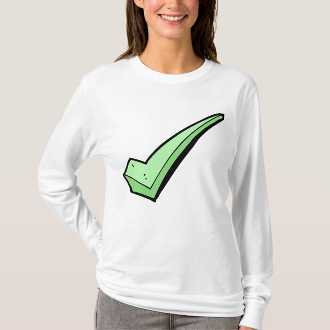 Green Check Mark Tick Symbol T Shirt (Framsida)