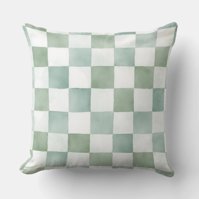Green Checkered Decorative Throw Pillow  Kudde (Framsida)