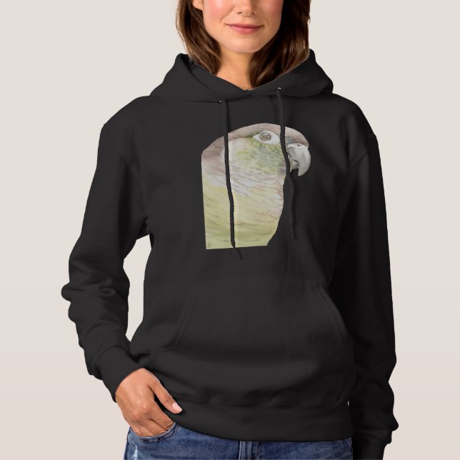 Green cheeked conure parrot watercolor painting t shirt (Framsida)