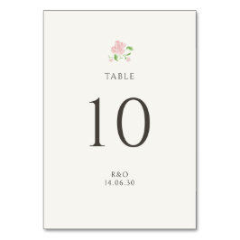 Green | Chic Floral Rose Wedding Table Number Card Bordsnummer