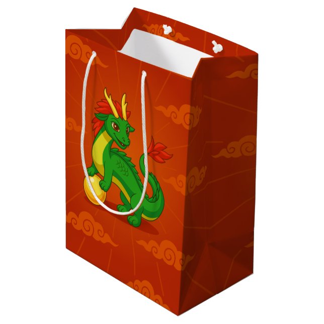 Green Chinese Dragon on Red (Baksidan Vinklad)