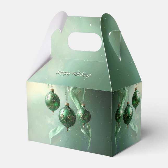 Green Christmas Ball Holiday Favor Box Presentaskar (Framsidan Sidan)