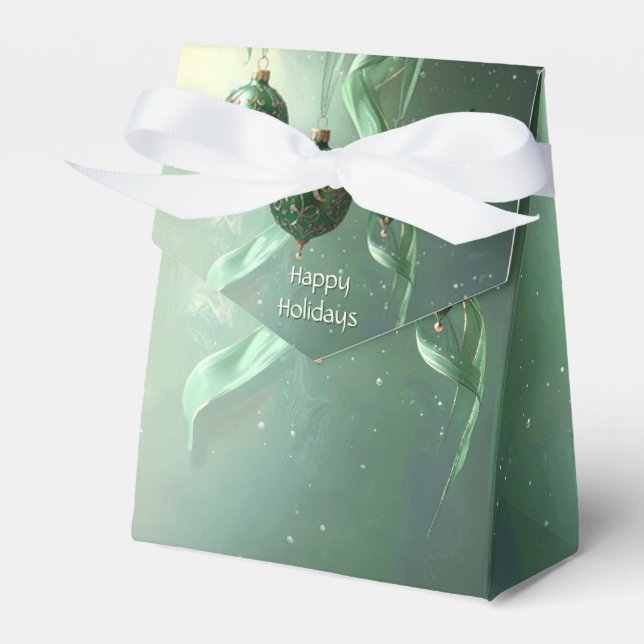 Green Christmas Ball Holiday Favor Box Presentaskar (Framsidan Sidan)