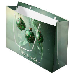Green Christmas Ball Holiday Gift Bag