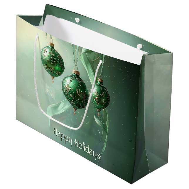 Green Christmas Ball Holiday Gift Bag (Framsidan Vinklad)