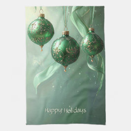 Green Christmas Ball Holiday Kökshandduk
