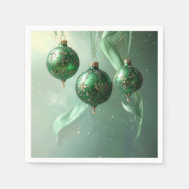 Green Christmas Ball Holiday Napkin Pappersservett