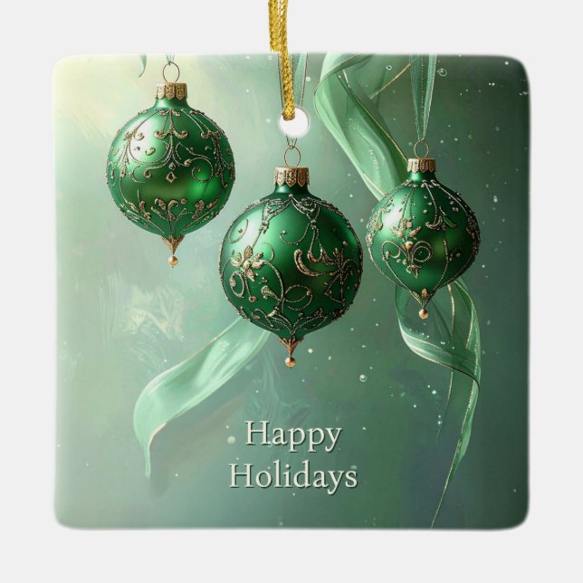 Green Christmas Ball Holiday Ornament (Framsida)