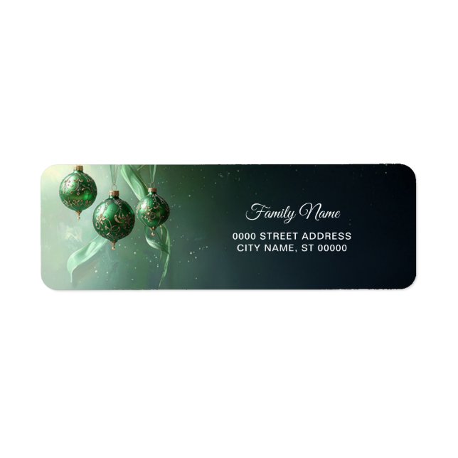 Green Christmas Ball Return Address Label Returadress Etikett (Framsidan)