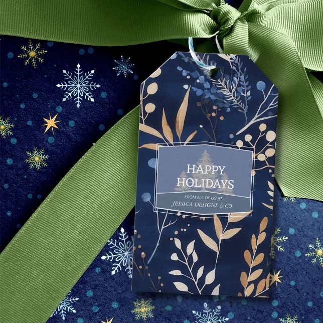 Green Christmas Botanical Modern Business Presentetikett (Skapare uppladdad)
