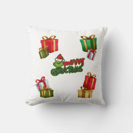 Green Christmas Creature with Gift Boxes Kudde