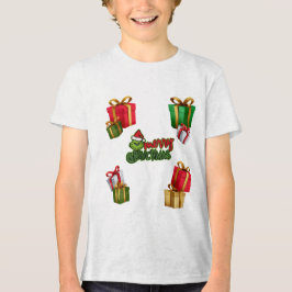 Green Christmas Creature with Gift Boxes T Shirt