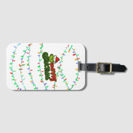 Green Christmas Creature with Holiday Lights Bagagebricka