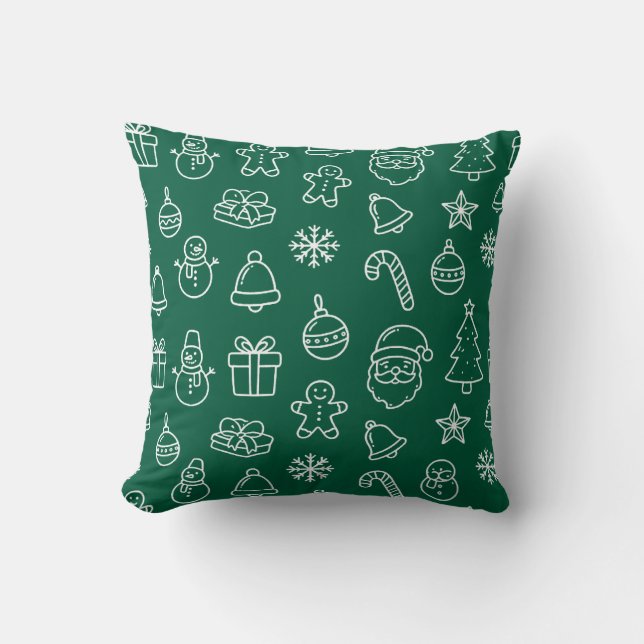 green christmas decoration pattern holiday kudde (Framsida)