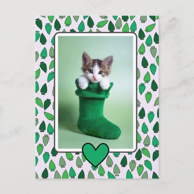 Green Christmas Lights Holiday Vykort (Framsida)