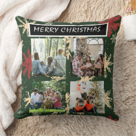 Green Christmas Patterns  4 Photo Collage Kudde