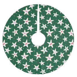 Green Christmas Star Cookie Tree Skirt Julgransmatta Borstad Polyester