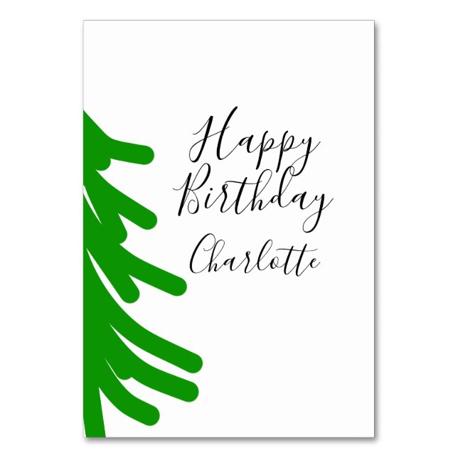 Green Christmas tree happy birthday December winte Bordsnummer (Framsidan)