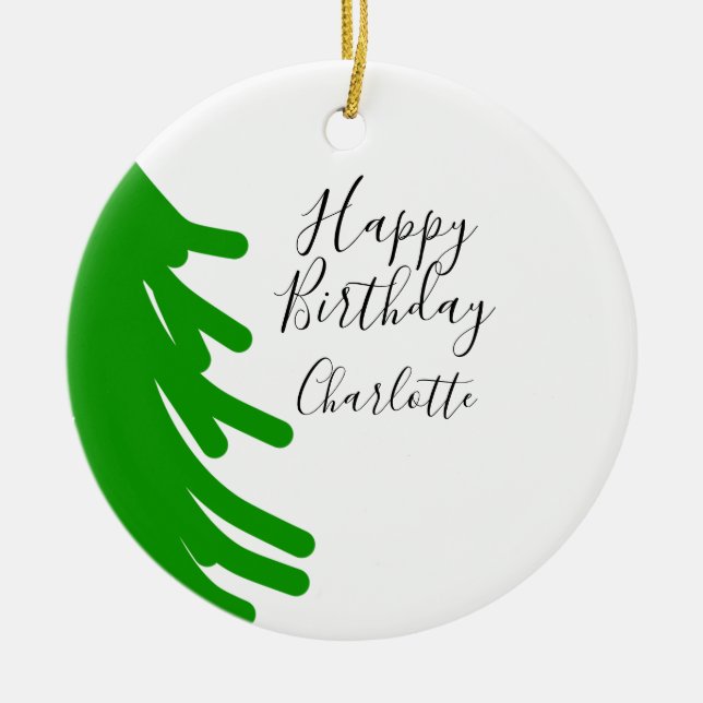 Green Christmas tree happy birthday December winte Julgransprydnad Keramik (Framsidan)