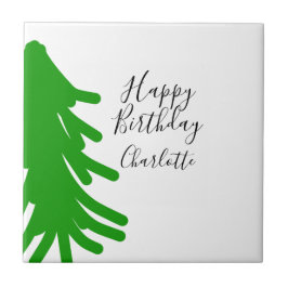 Green Christmas tree happy birthday December winte Kakelplatta