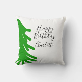 Green Christmas tree happy birthday December winte Kudde