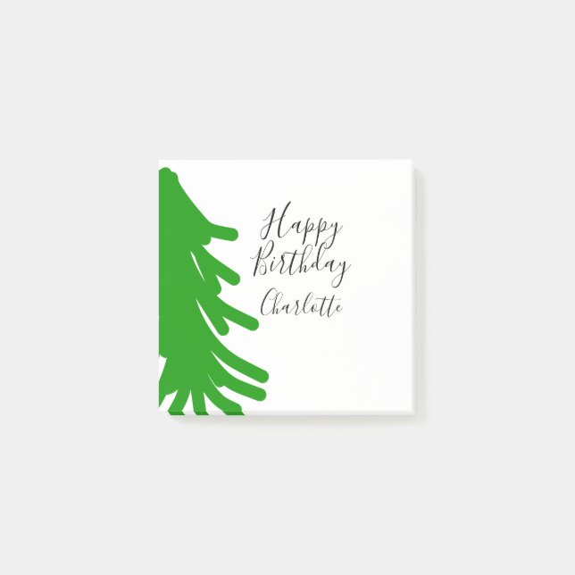 Green Christmas tree happy birthday December winte Post-it Block (Framsida)