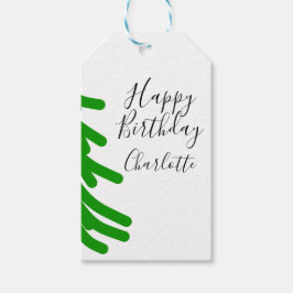 Green Christmas tree happy birthday December winte Presentetikett