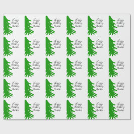Green Christmas tree happy birthday December winte Presentpapper