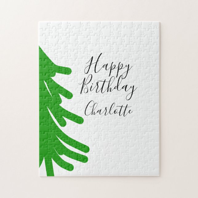 Green Christmas tree happy birthday December winte Pussel (Vertikal)