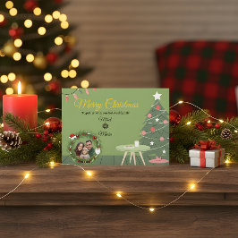 Green Christmas Tree Photo Thank You Card | Holida Tack Kort