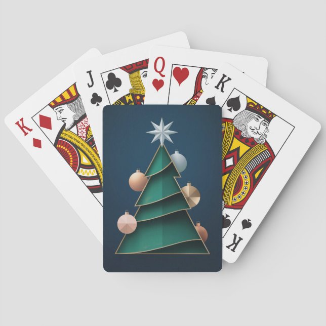 Green Christmas Tree Vector Card Deck Casinokort (Baksidan)