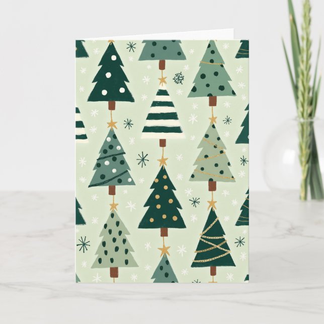 Green Christmas Trees Card Kort (Framsida)