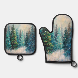 Green Christmas Trees Winter Forest