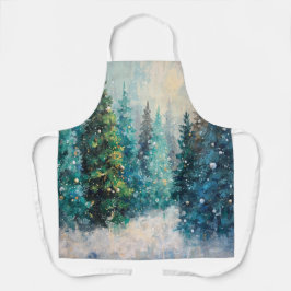 Green Christmas Trees Winter Forest