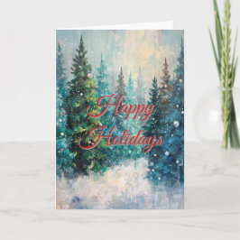 Green Christmas Trees Winter Forest Kort