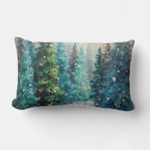 Green Christmas Trees Winter Forest