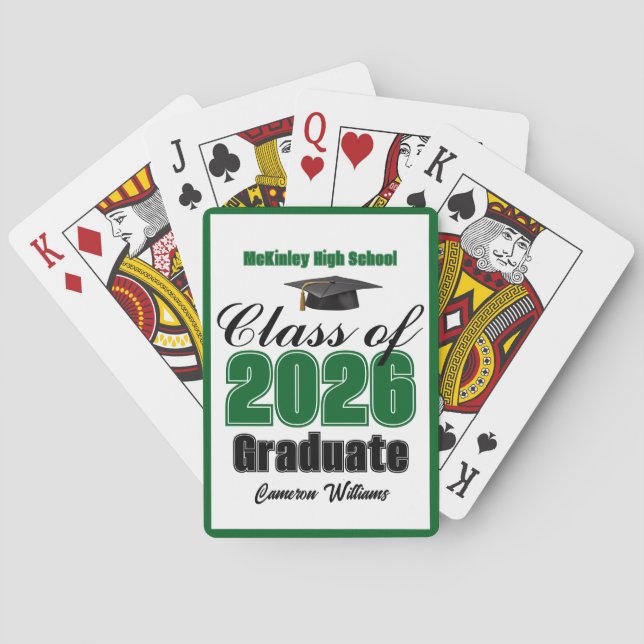 Green Class of 2026 Custom Graduation Party Casinokort (Baksidan)