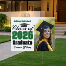 Green Class of 2026 Graduation Photo Yard