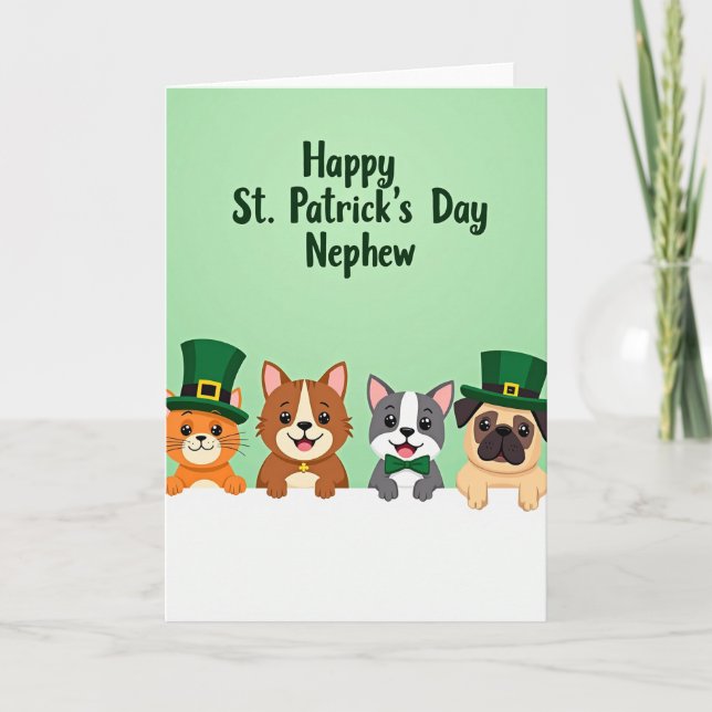 Green Clover Animal Friends Card Kort (Framsida)