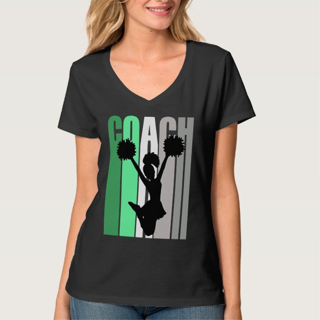 Green Coach Of Cheerleading Cheerleader Coach Teac T Shirt (Framsida)