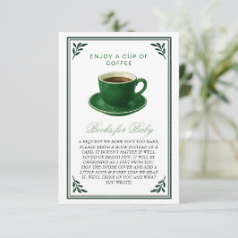 Green Coffee Cup Books for Baby Shower Tilläggskort
