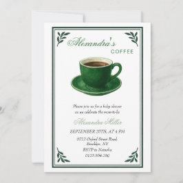 Green Coffee Cup Designer Baby Shower Inbjudningar