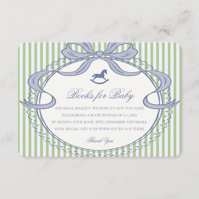 Green Coquette Bow Rocking Horse Books for Baby Tilläggskort (Framsida)