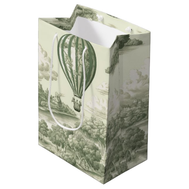 Green Countryside Hot Air Balloon Toile (1) (Framsidan Vinklad)