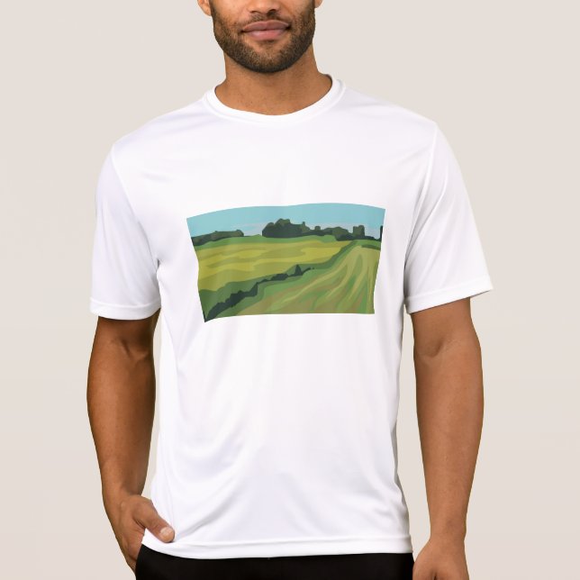 Green Countryside Landscape T Shirt (Framsida)