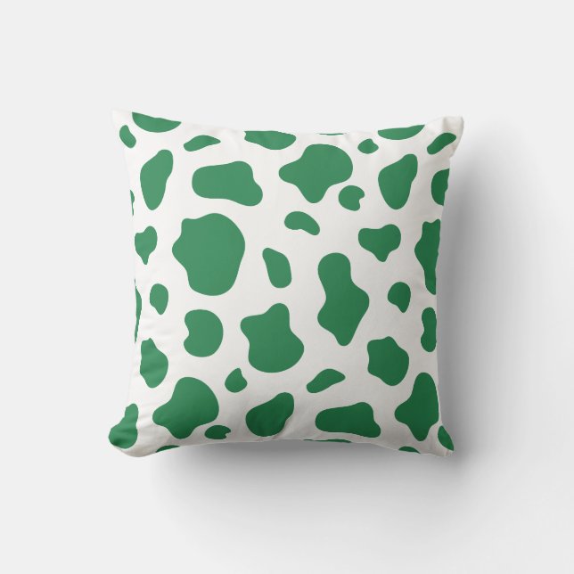 Green Cow Print Decorative Pillow Kudde (Framsida)