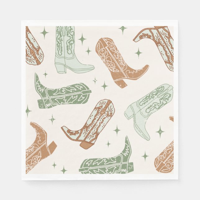 Green Cowboy Boot Party Napkins Pappersservett (Framsidan)