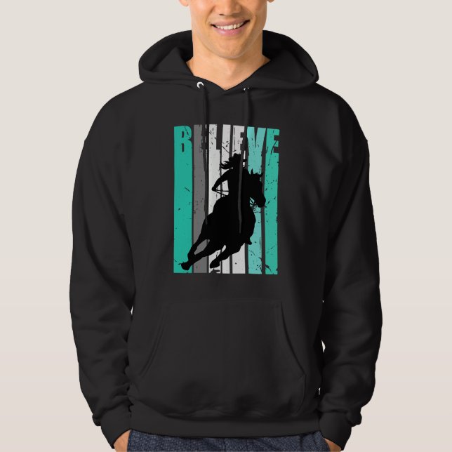 Green Cowgirl Barrel Racing Horse Riding Rider Rid Hoodie (Framsida)